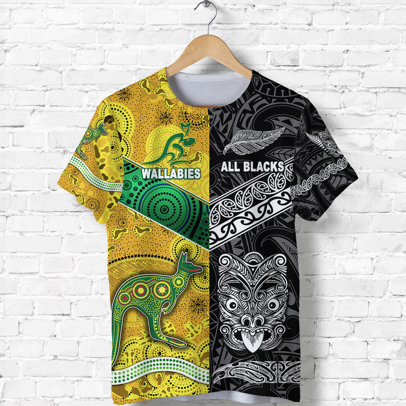New Zealand Maori All Black And Australia Wallabies Aboriginal T Shirt Rugby Together LT8 - Polynesian Pride