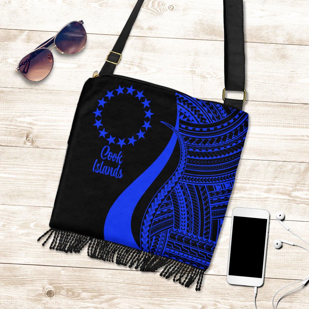 Cook Islands Boho Handbag - Blue Polynesian Tentacle Tribal Pattern Boho Handbag One Size Blue - Polynesian Pride