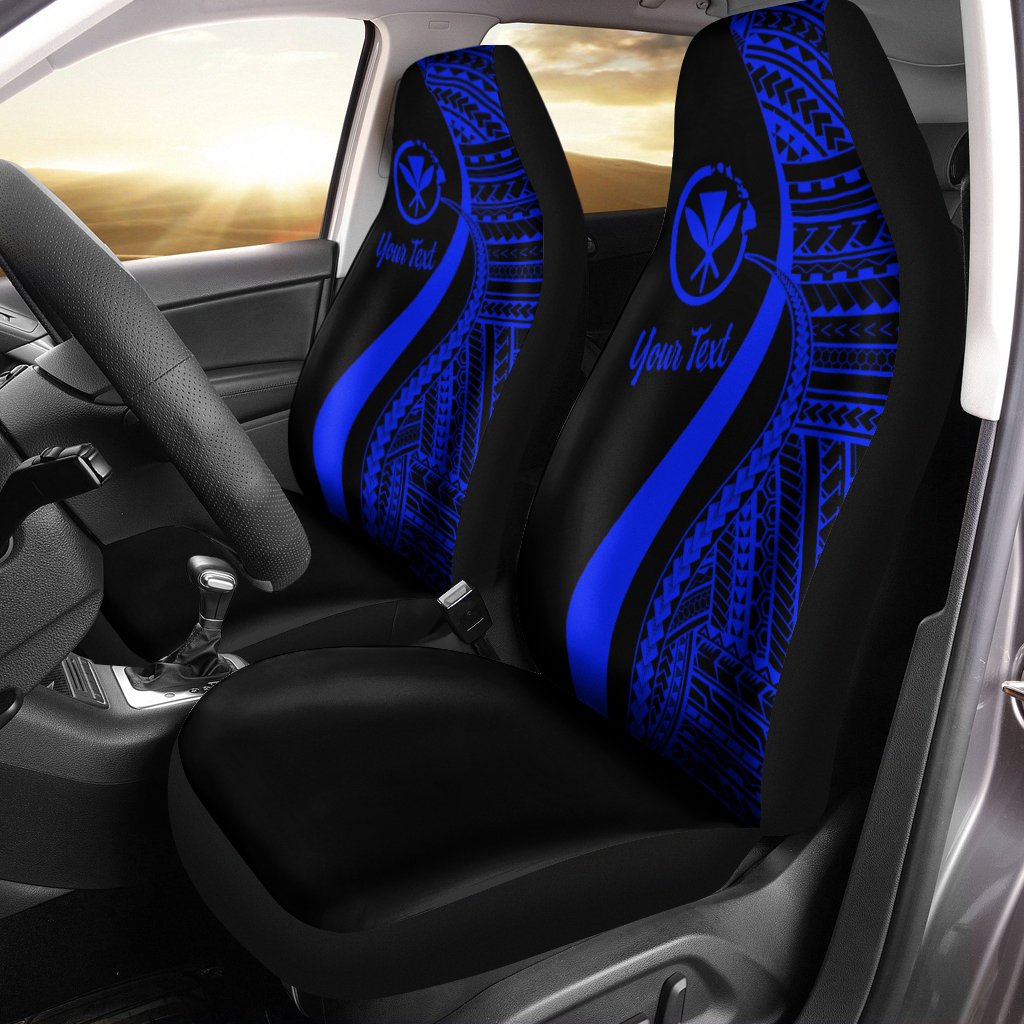 Hawaii Custom Personalised Car Seat Covers - Blue Polynesian Tentacle Tribal Pattern Universal Fit Blue - Polynesian Pride
