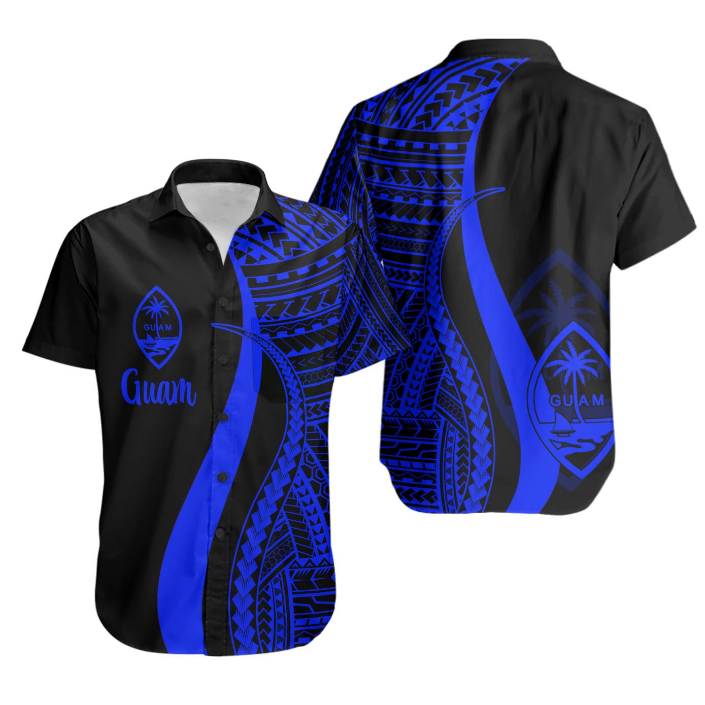 Guam Short Sleeve Shirts - Blue Polynesian Tentacle Tribal Pattern Unisex Blue - Polynesian Pride