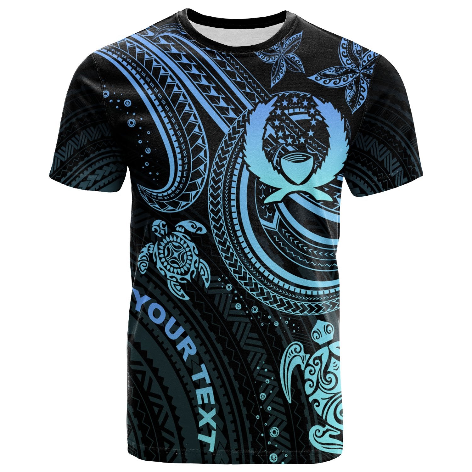 Pohnpei Custom T shirt Blue Turtle Unisex Blue - Polynesian Pride