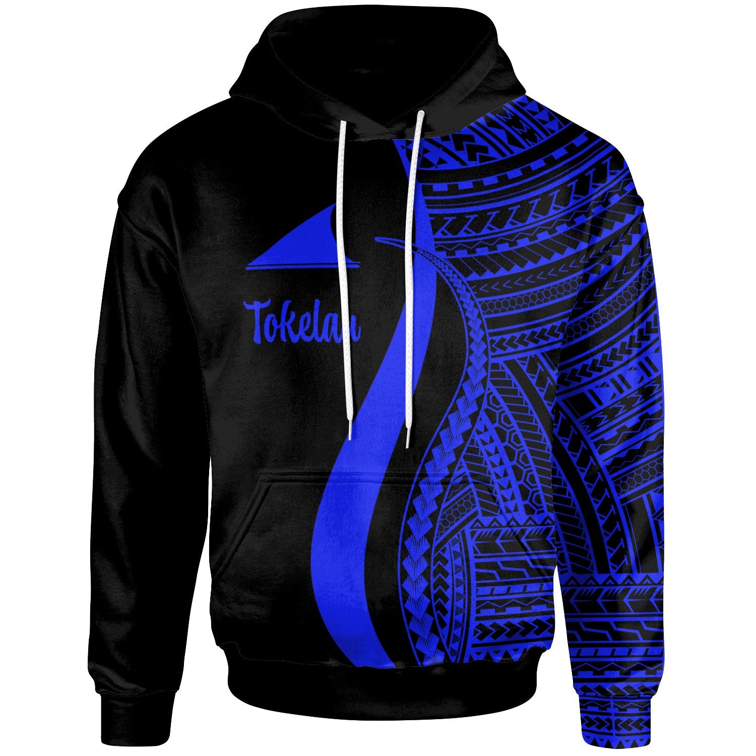 Tokelau Hoodie Blue Tentacle Tribal Pattern Unisex Blue - Polynesian Pride