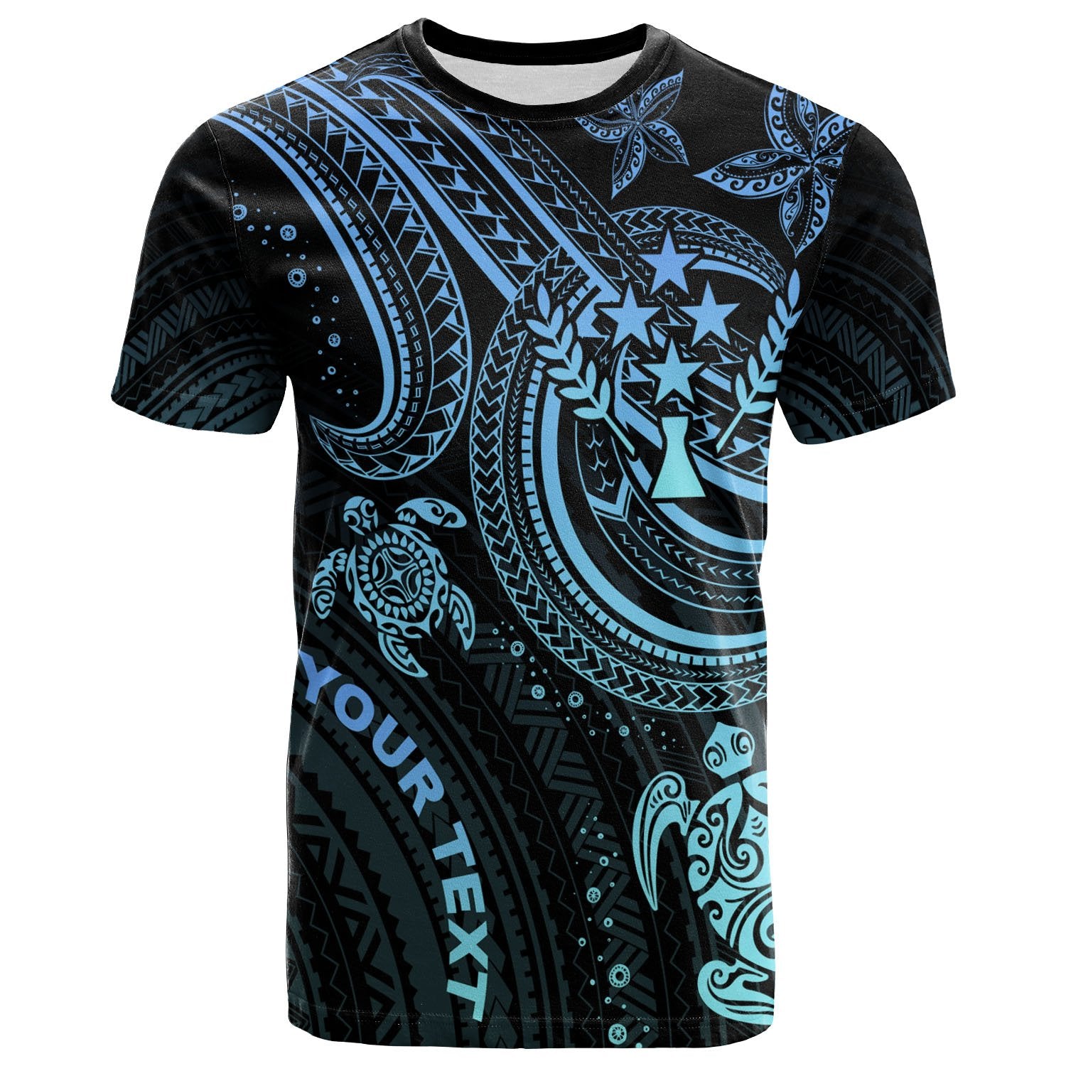 Kosrae Custom T shirt Blue Turtle Unisex Blue - Polynesian Pride