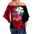 Wallis and Futuna Off Shoulder Waist Wrap Top Hibiscus Red No.1 Color LT6 - Polynesian Pride