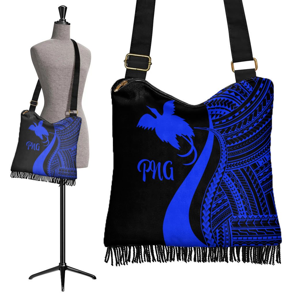 Papua New Guinea Boho Handbag - Blue Polynesian Tentacle Tribal Pattern - Polynesian Pride