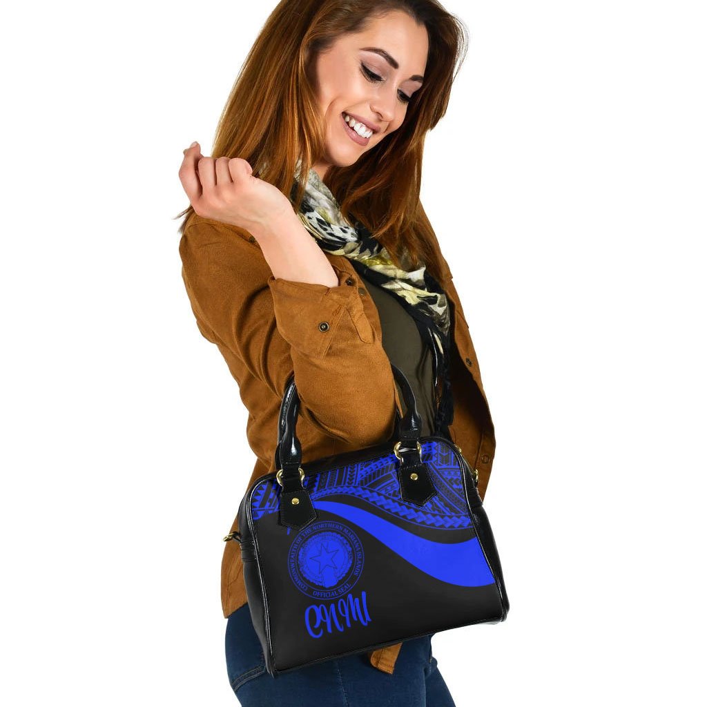 Northern Mariana Islands Shoulder Handbag - Blue Polynesian Tentacle Tribal Pattern - Polynesian Pride