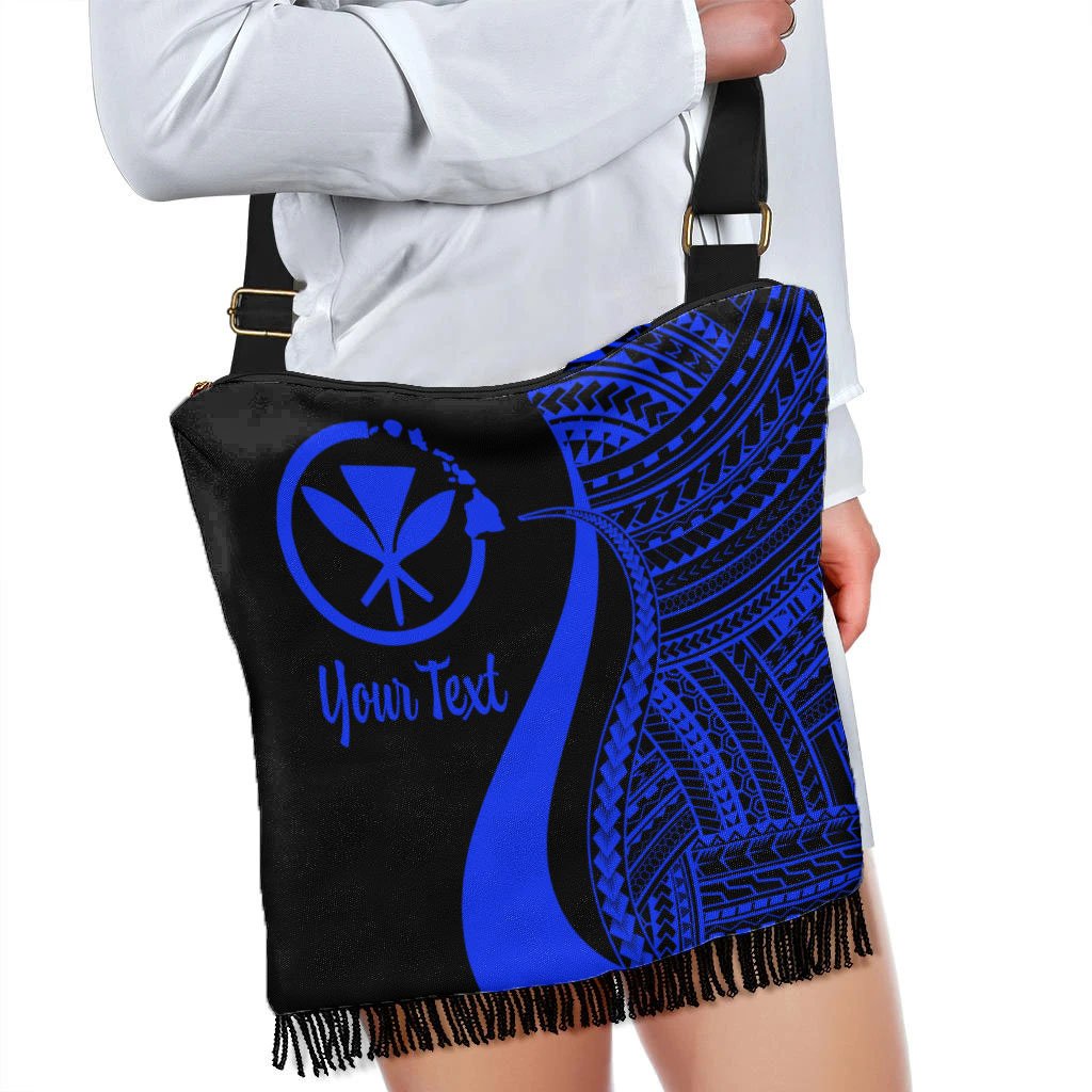 Hawaii Custom Personalised Boho Handbag - Blue Polynesian Tentacle Tribal Pattern - Polynesian Pride