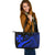 Wallis And Futuna Large Leather Tote Bag - Blue Polynesian Tentacle Tribal Pattern - Polynesian Pride