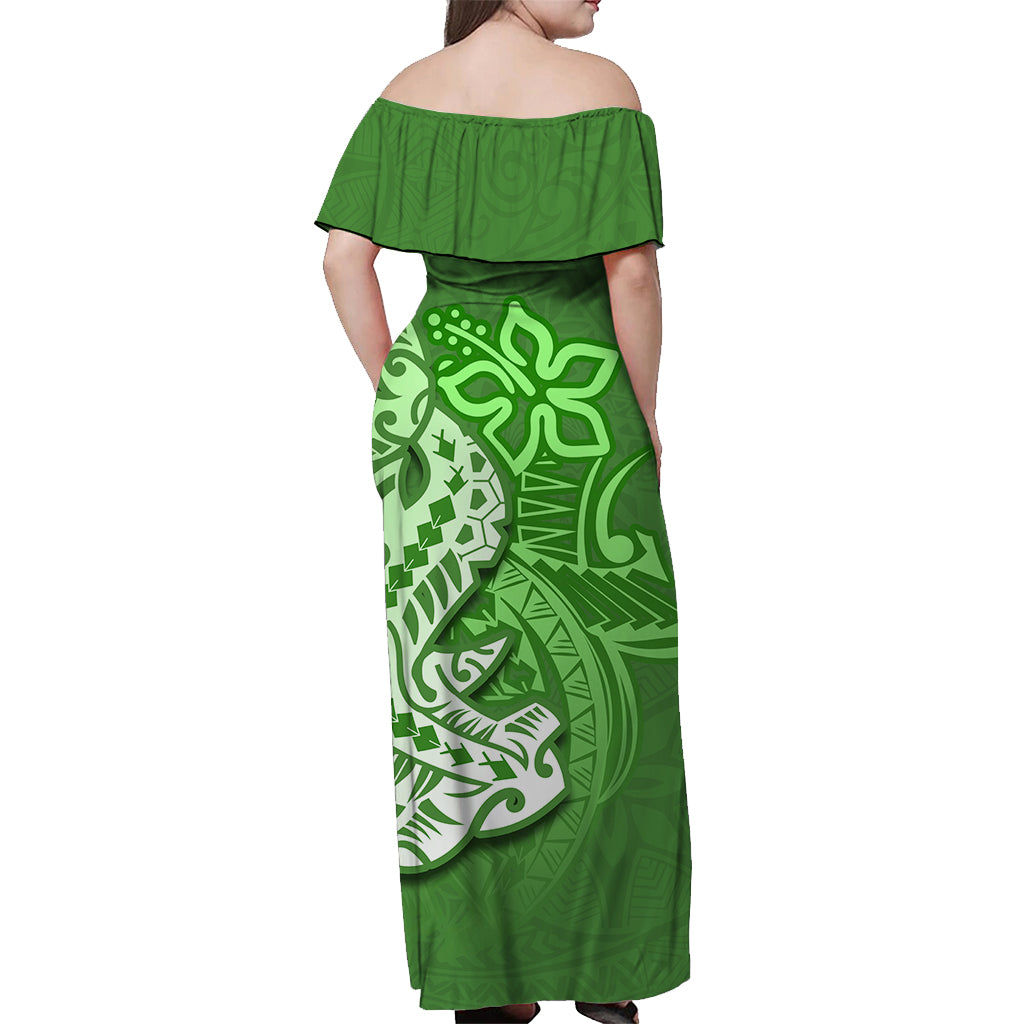 Custom Polynesian Matching Dress And Shirt with Tribal Hammerhead Shark Green LT6 - Polynesian Pride