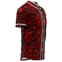 Hawaii Polynesian Kakau Baseball Jersey V.4 - Freestyle - Red - Polynesian Pride