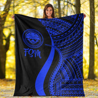Federated States of Micronesia Premium Blanket - Blue Polynesian Tentacle Tribal Pattern - Polynesian Pride