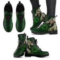 Ireland Celtic Leather Boots - Dragon & Claddagh Cross - Polynesian Pride