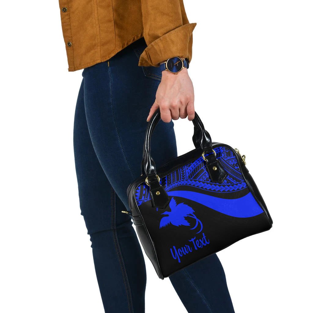 Papua New Guinea Custom Personalised Shoulder Handbag - Blue Polynesian Tentacle Tribal Pattern - Polynesian Pride
