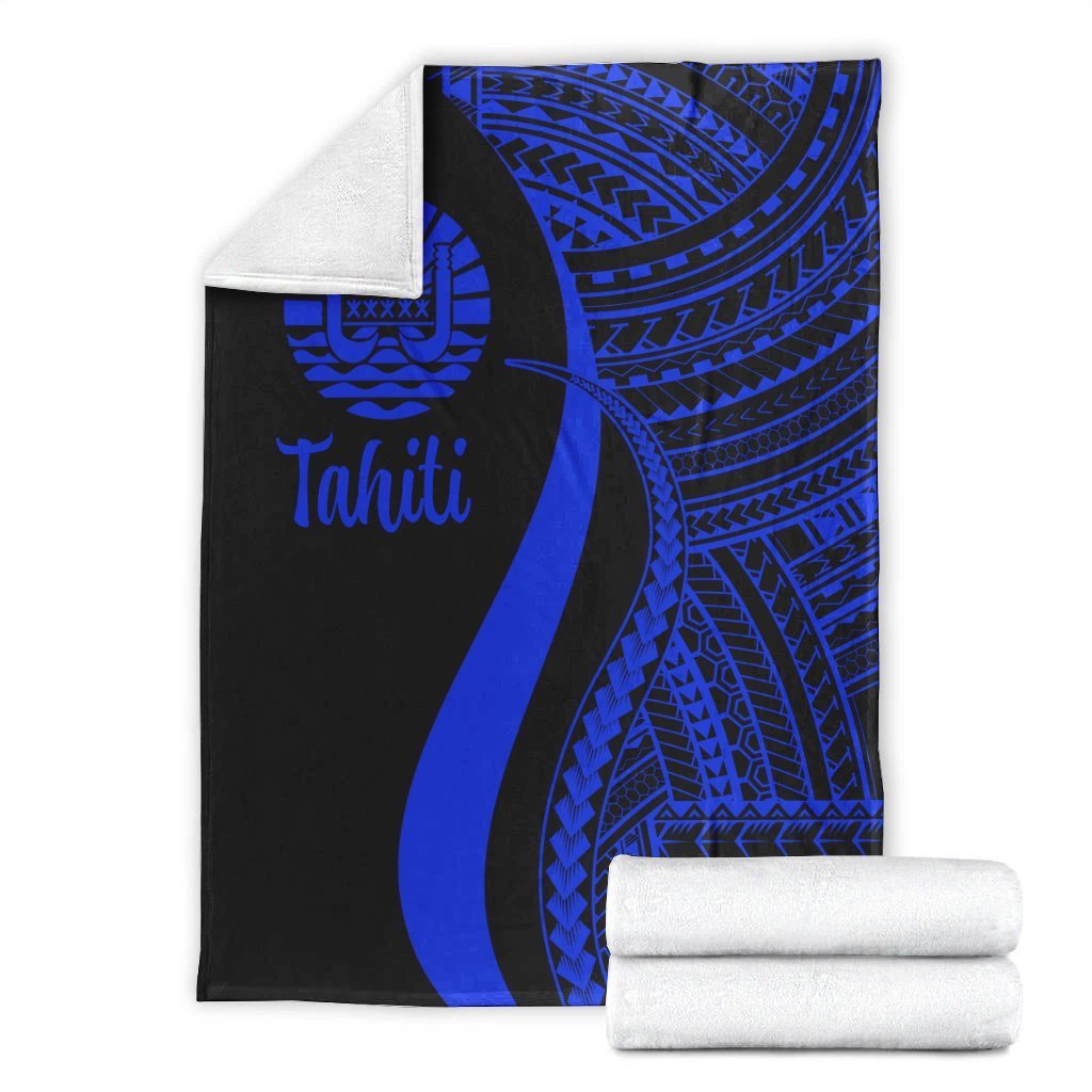 Tahiti Premium Blanket - Blue Polynesian Tentacle Tribal Pattern - Polynesian Pride
