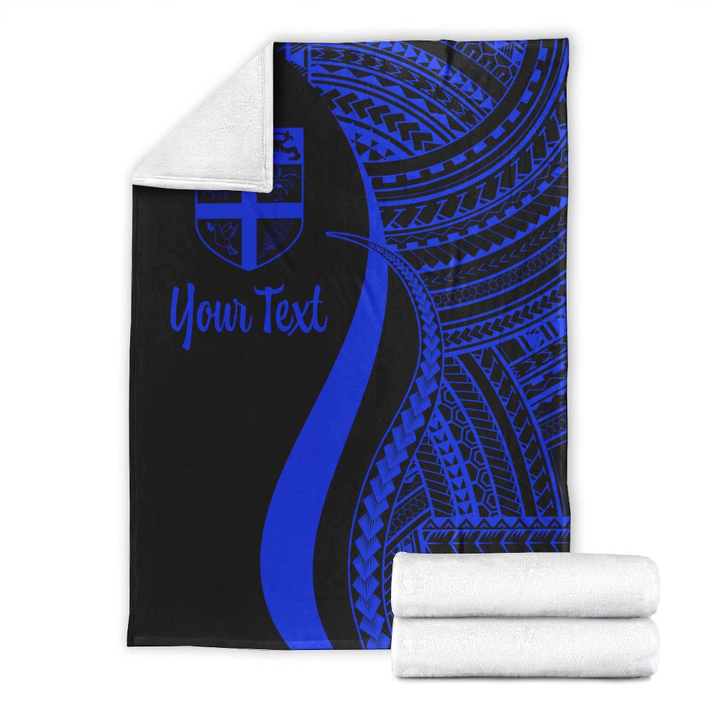 Fiji Custom Personalised Premium Blanket - Blue Polynesian Tentacle Tribal Pattern - Polynesian Pride