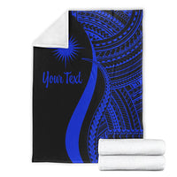 Marshall Islands Custom Personalised Premium Blanket - Blue Polynesian Tentacle Tribal Pattern - Polynesian Pride