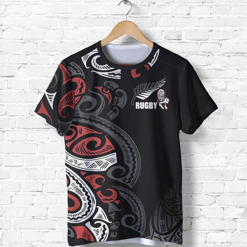 New Zealand Rugby Shirt, Maori Haka Rugby T Shirt Unisex Black - Polynesian Pride