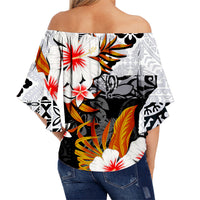 Hawaii Ukulele Off Shoulder Waist Wrap Top Black Style LT6 - Polynesian Pride