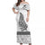 (Custom Personalised) New Zealand Off Shoulder Long Dress Maori Pattern Silver Fern White LT13 Women White - Polynesian Pride