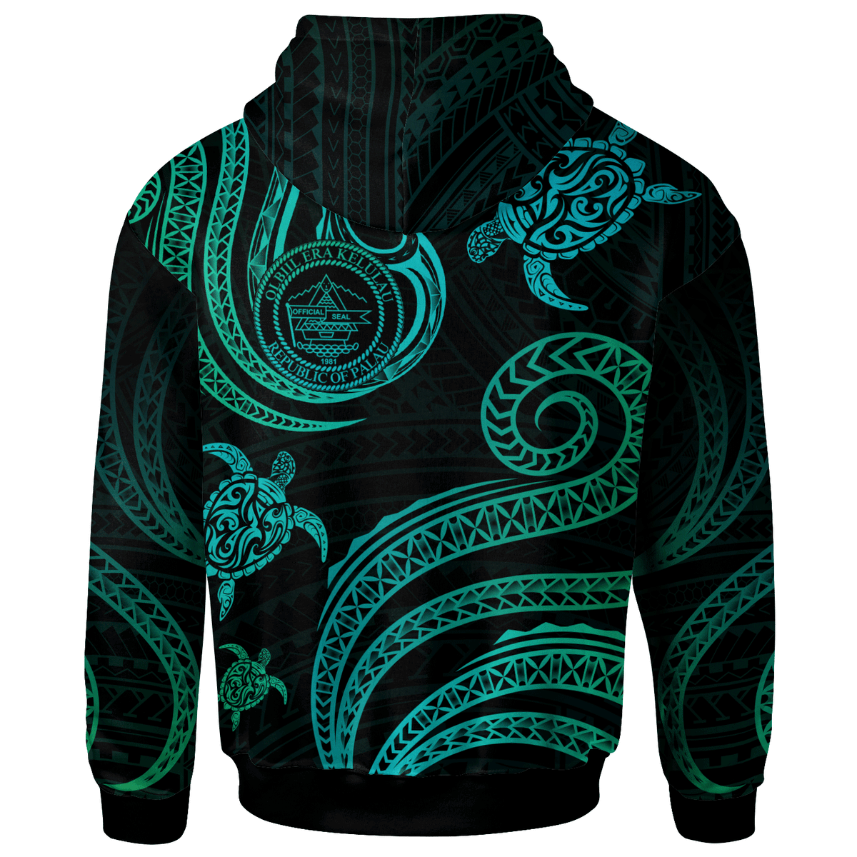Palau Hoodie Polynesian Turtle With Pattern - Polynesian Pride