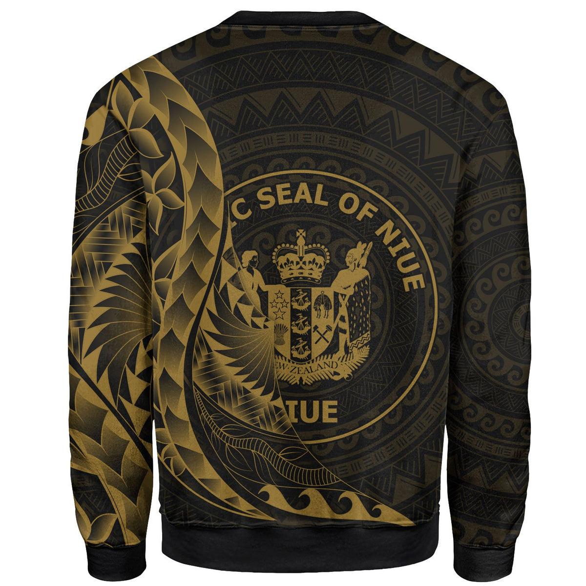 Niue Sweatshirt - Custom Personalised Polynesian Pattern Style Gold Color - Polynesian Pride
