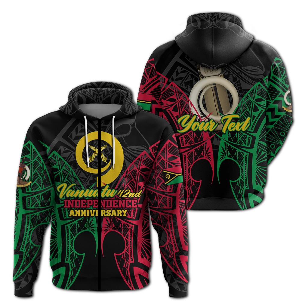 Custom Vanuatu 42nd Independence Anniversary Pride Hoodie LT12 Zip Hoodie Black - Polynesian Pride
