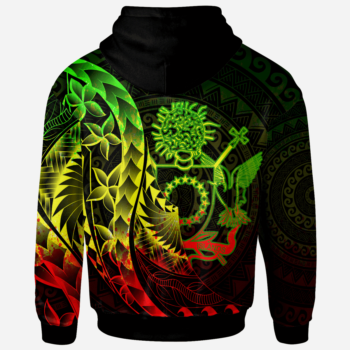 Cook Islands Hoodie Custom Polynesian Pattern Style Raggae Color - Polynesian Pride
