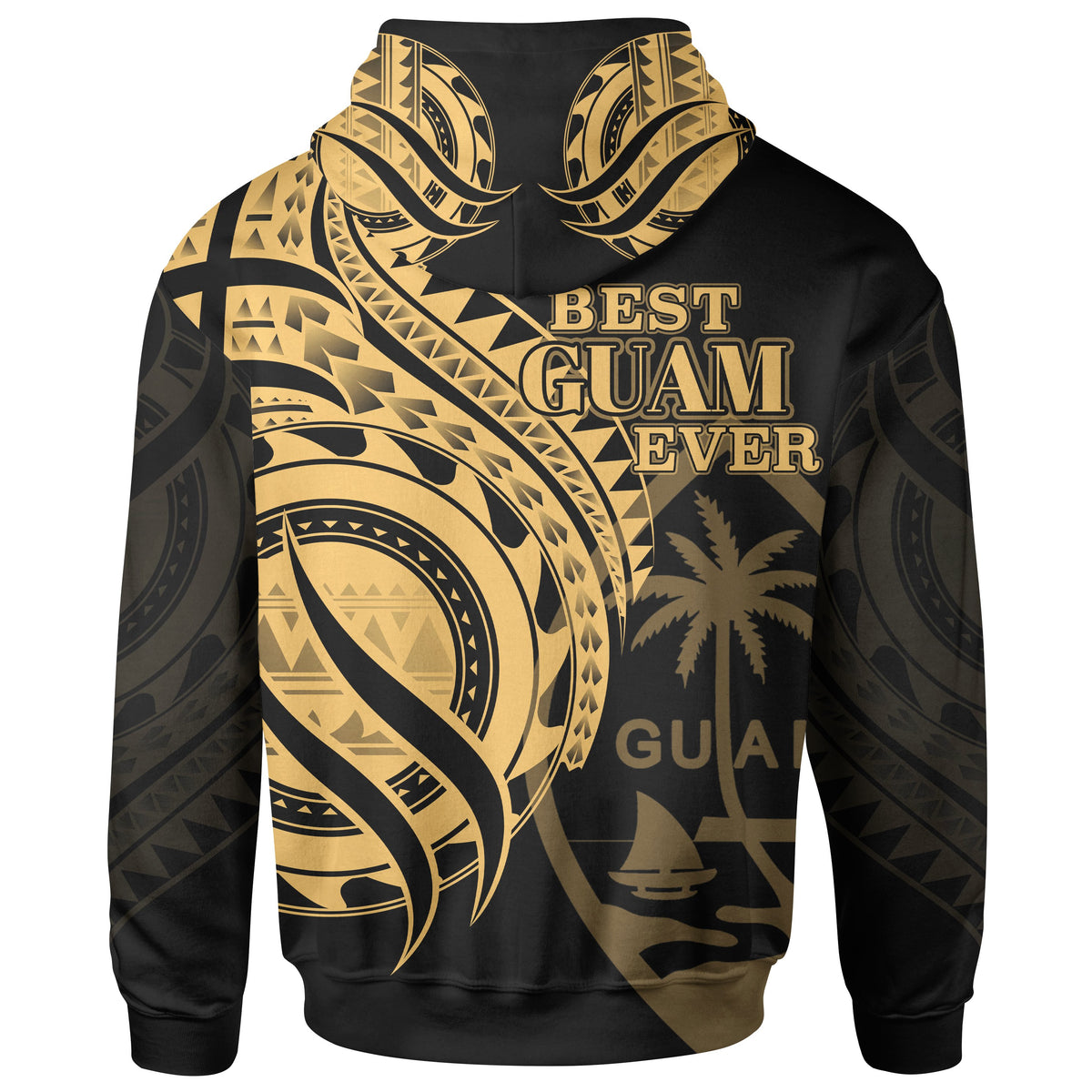 Guam Zip Hoodie Gold Polynesian Patterns Best Guam Ever - Polynesian Pride