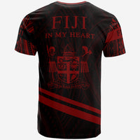 Fiji T Shirt In My Heart Style Red Polynesian Patterns - Polynesian Pride