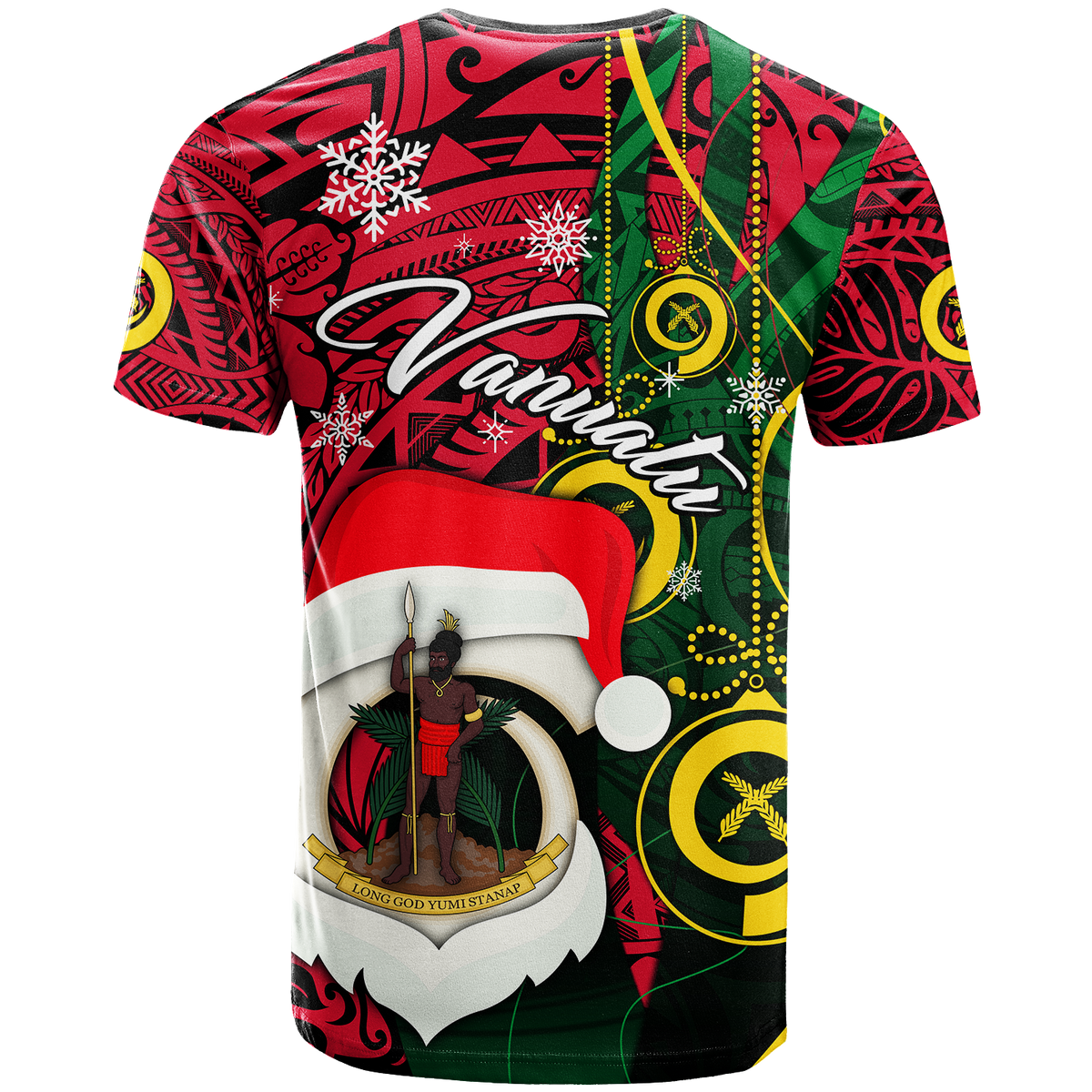 Vanuatu Christmas Joyeux Nol Santas God Yumi T Shirt LT2 - Polynesian Pride