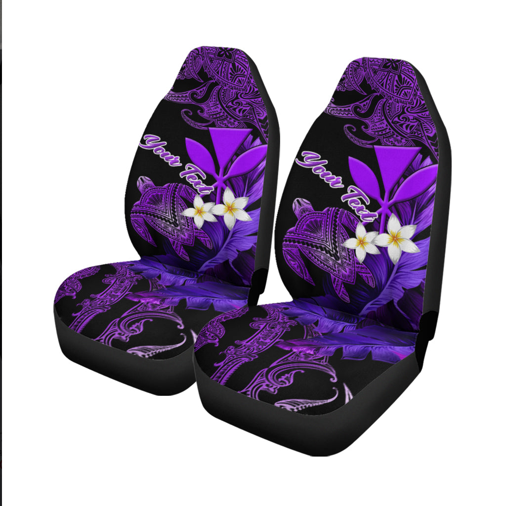 (Custom Personalised) Turtle With Plumeria Leaf Purple Car Seat Covers - LT12 - Polynesian Pride