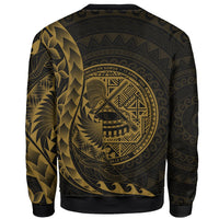 American Samoa Sweatshirt - Custom Personalised Polynesian Pattern Style Gold Color - Polynesian Pride
