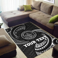 Palau Polynesian Custom Personalised Area Rug - White Tribal Wave - Polynesian Pride