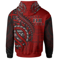 Fiji Zip Hoodie Red Polynesian Patterns Best Fiji Ever - Polynesian Pride