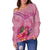 Samoa Polynesian Custom Personalised Women's Off Shoulder Sweater - Floral With Seal Pink - Polynesian Pride