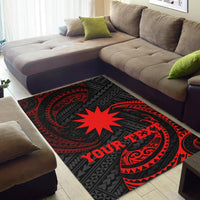 Nauru Polynesian Custom Personalised Area Rug - Red Tribal Wave - Polynesian Pride