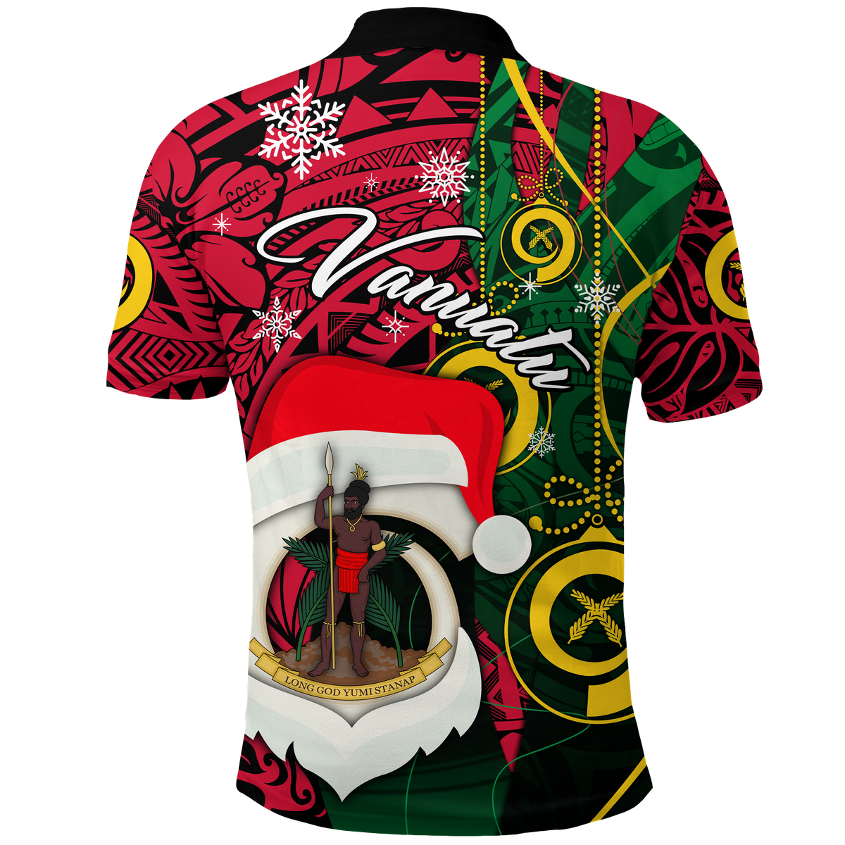 Vanuatu Christmas Joyeux Nol Santas God Yumi Polo Shirt LT2 - Polynesian Pride