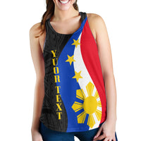 Philippines Custom Personalised Women Racerback Tank - King Lapu-Lapu Polynesian Pattern - Polynesian Pride