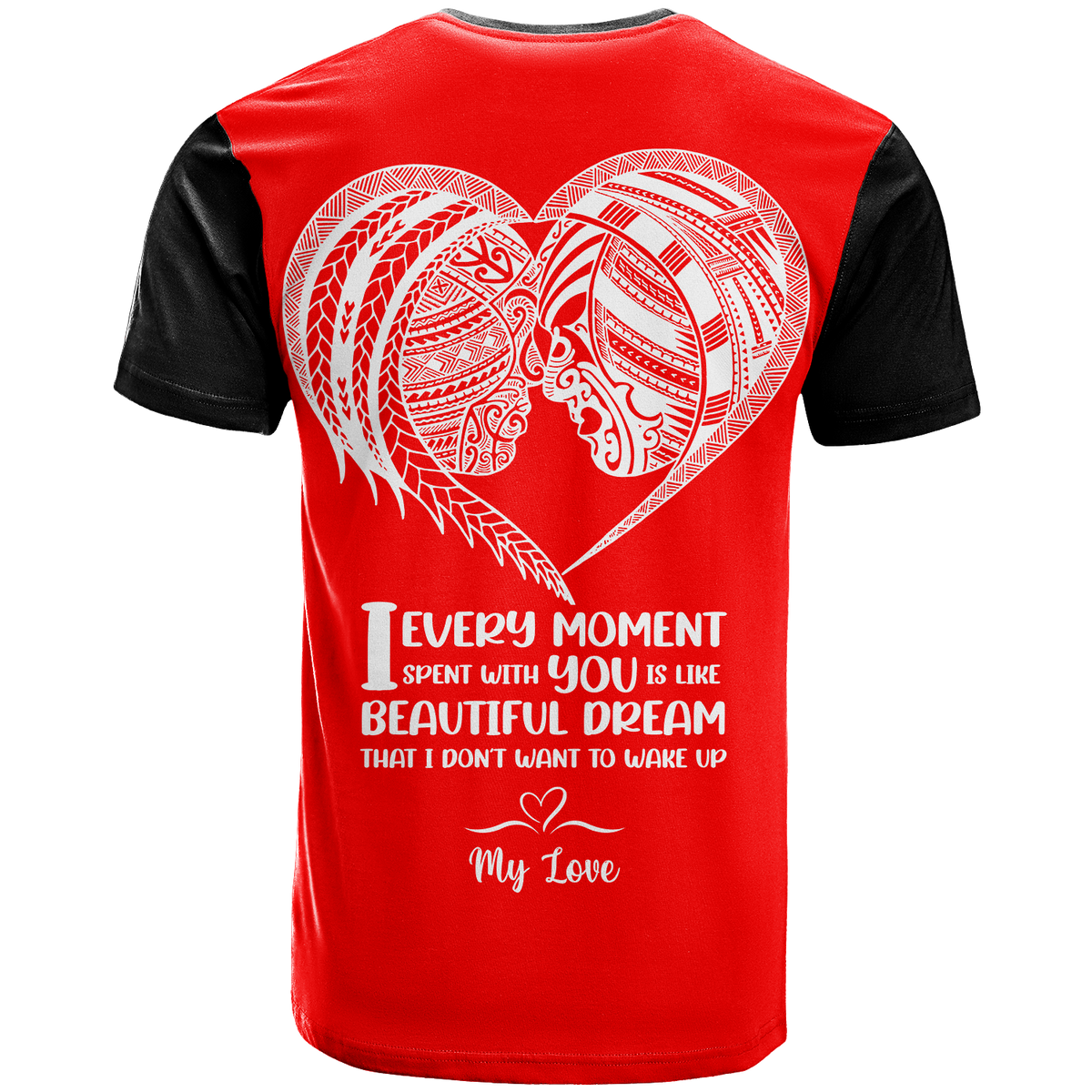 Custom Fiji Valentine Couple Heart T Shirt LT2 - Polynesian Pride