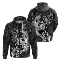 Custom Polynesian Shark Tattoo Hawaii Tribal Hoodie LT12 Zip Hoodie Black - Polynesian Pride