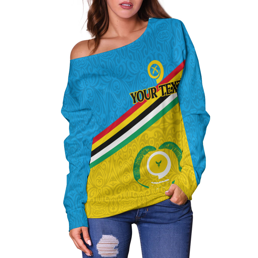 (Custom Personalised) Vanuatu Torba Province Women's Off Shoulder Sweaters - Flag Style - LT12 - Polynesian Pride
