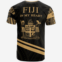 Fiji T Shirt In My Heart Style Gold Polynesian Patterns - Polynesian Pride