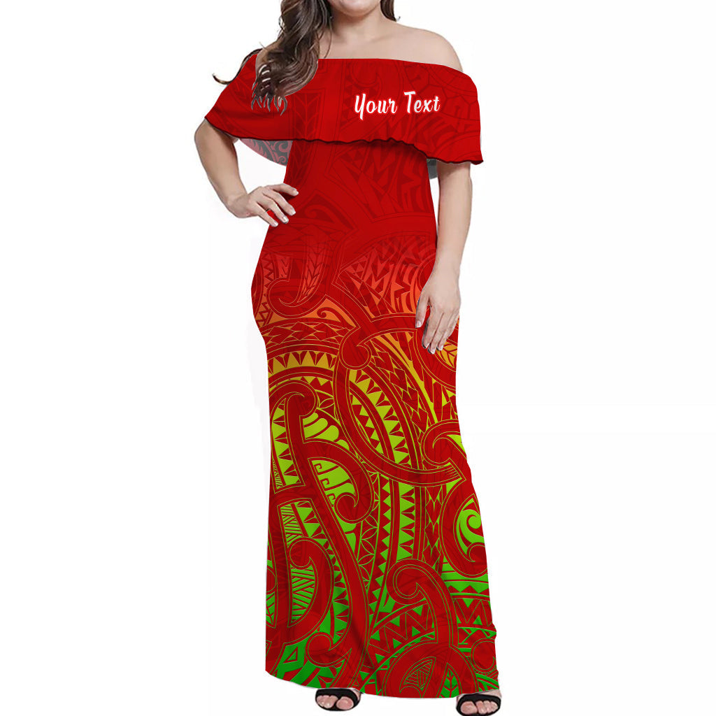 (Custom Personalised) New Zealand Off Shoulder Long Dress NZ Maori Special Ver.01 LT13 Women Art - Polynesian Pride