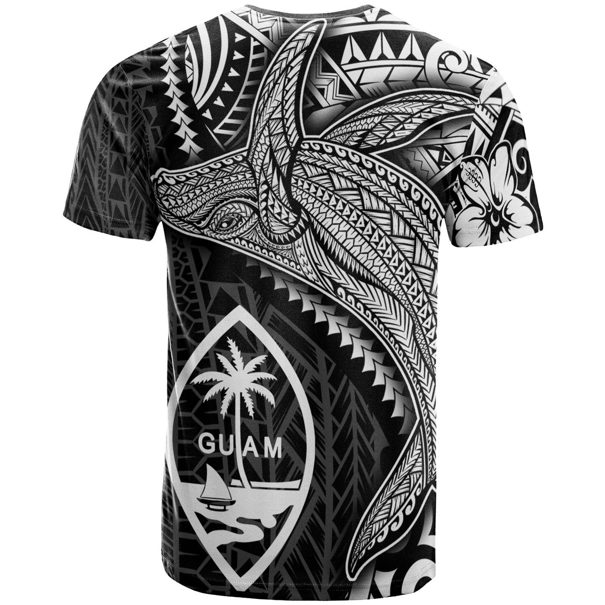 Guam T Shirt Humpback Whale & Coat of Arms White - Polynesian Pride