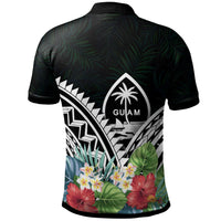 Guam Polo Shirt Guahan Coat of Arms and Polynesian Tropical Flowers White - Polynesian Pride