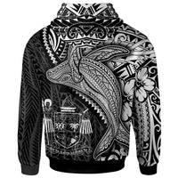 Fiji Zip up Hoodie Humpback Whale & Coat of Arms White - Polynesian Pride