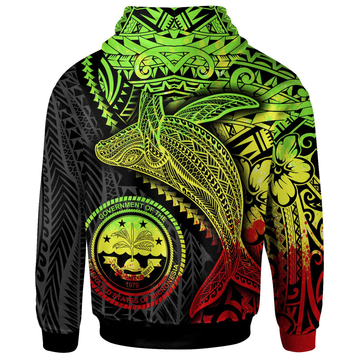 Federated States of Micronesia Hoodie Humpback Whale & Coat of Arms Reggae - Polynesian Pride