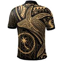 Chuuk Polo Shirt Humpback Whale and Coat of Arms Gold - Polynesian Pride