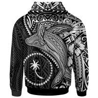 Chuuk Zip up Hoodie Humpback Whale & Coat of Arms White - Polynesian Pride