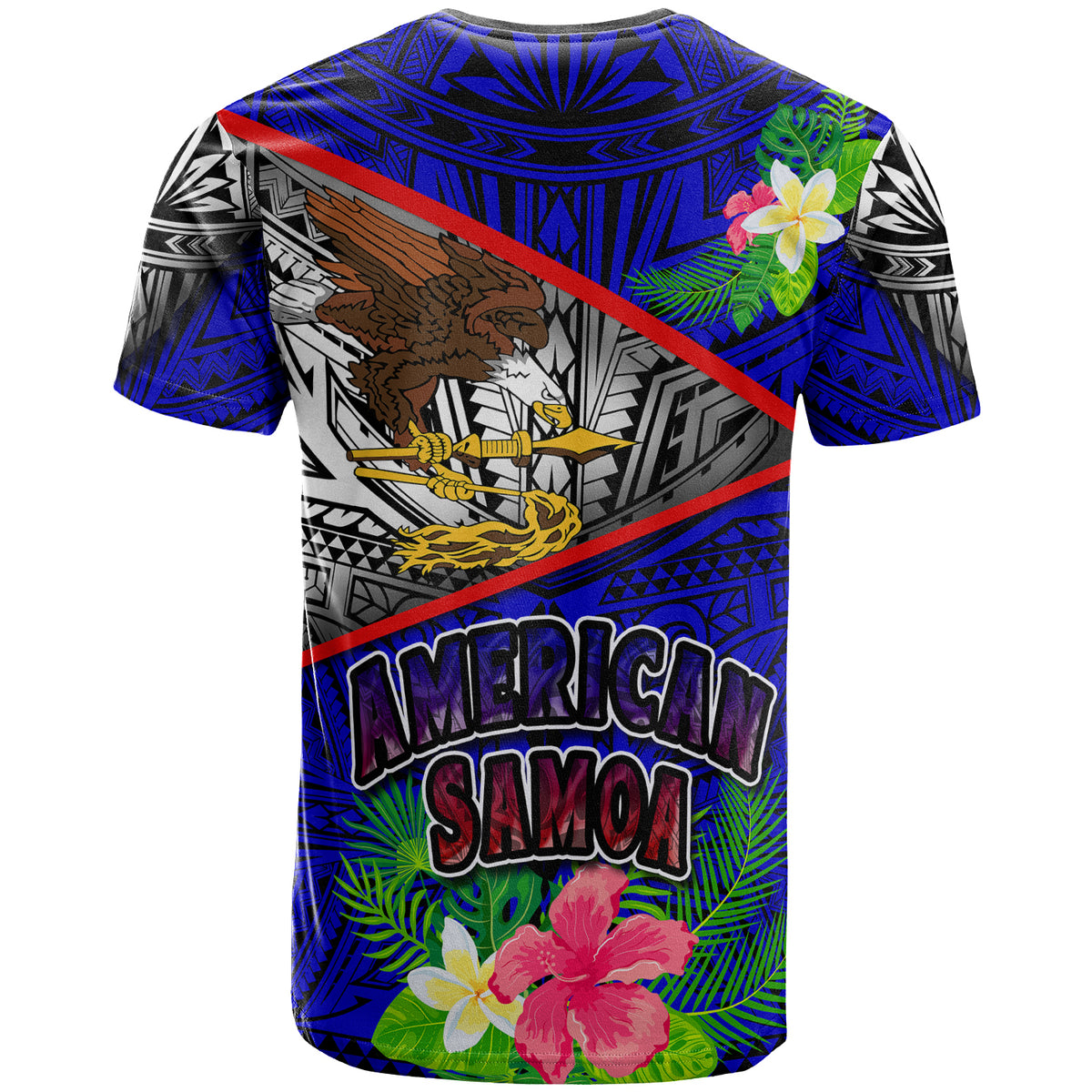 American Samoa T Shirt Custom American Samoa Eagle Flag Style With Polynesian Patterns T Shirt LT10 - Polynesian Pride